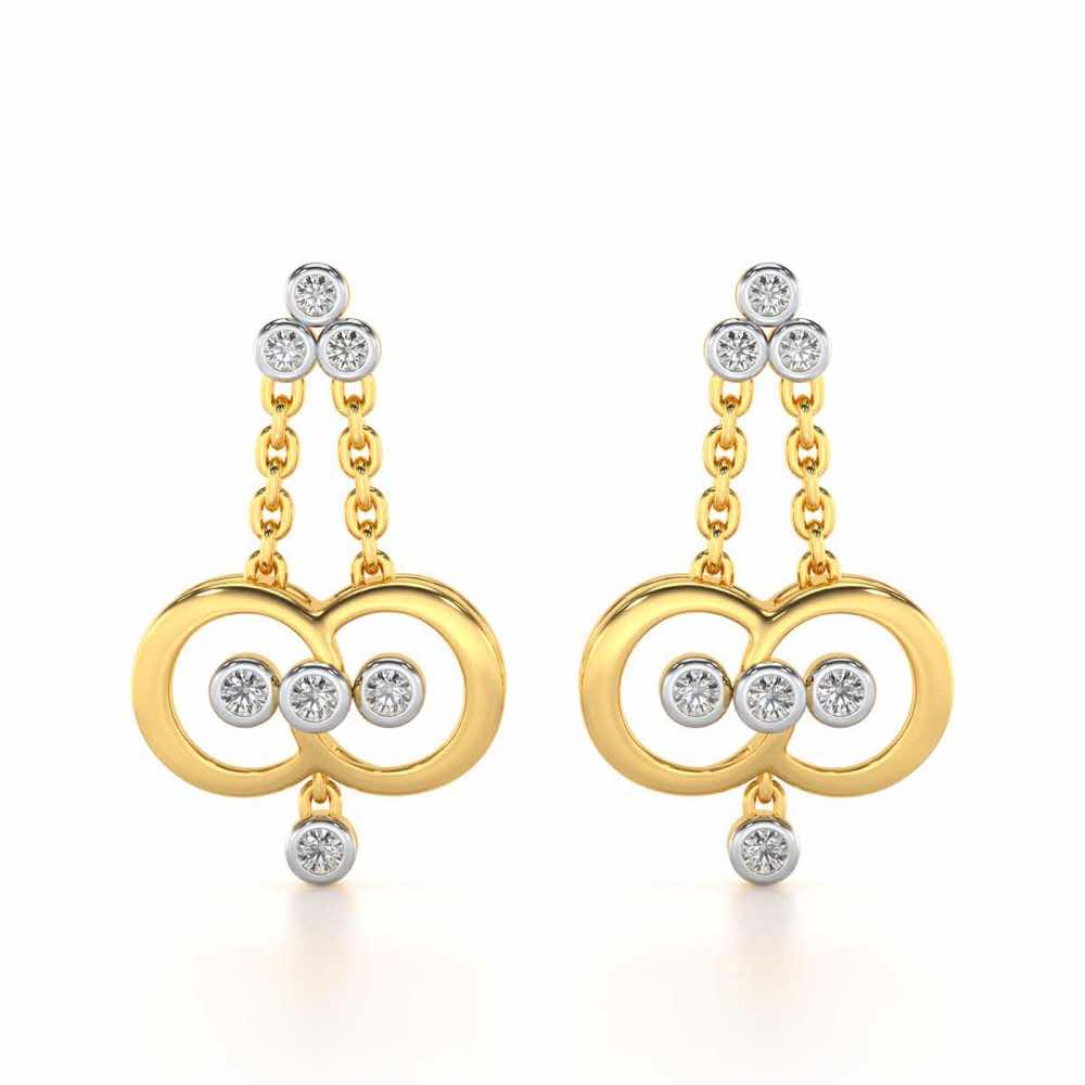 Two-Ring Silver Earrings - Yellow Gold - Image 1