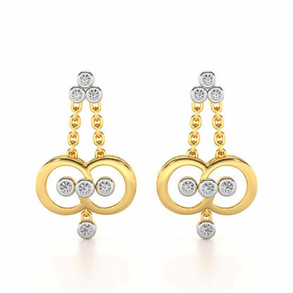 Two-Ring Silver Earrings - Yellow Gold - Image 1