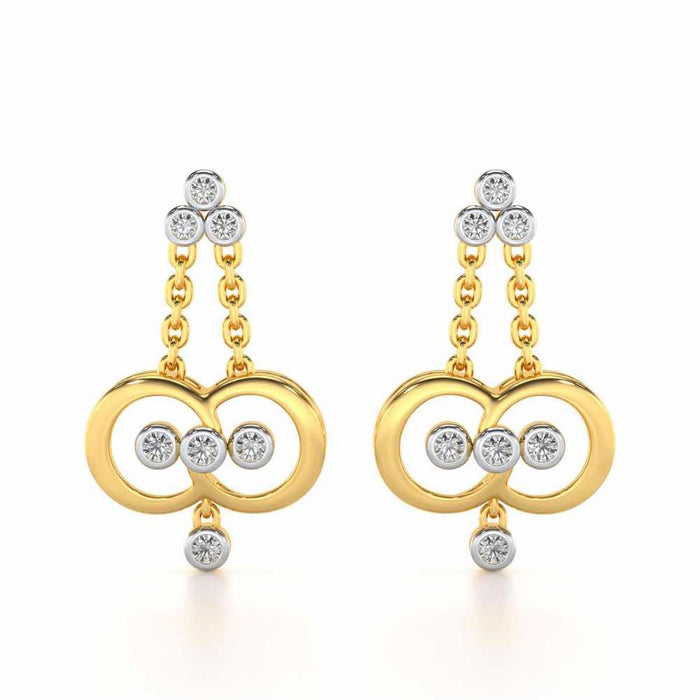 Two-Ring Silver Earrings - Yellow Gold - Image 1