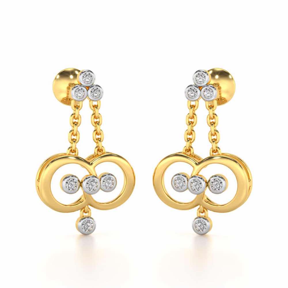 Two-Ring Silver Earrings - Yellow Gold - Image 2