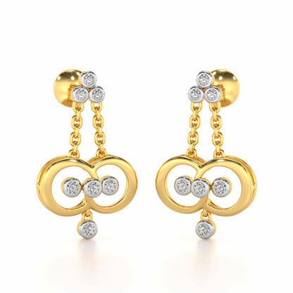 Two-Ring Silver Earrings - Yellow Gold - Image 2