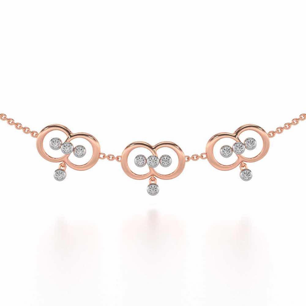 Two-Ring Silver Necklace - Rose Gold - Image 1