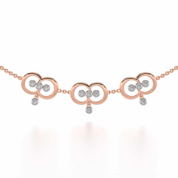 Two-Ring Silver Necklace - Rose Gold - Image 1