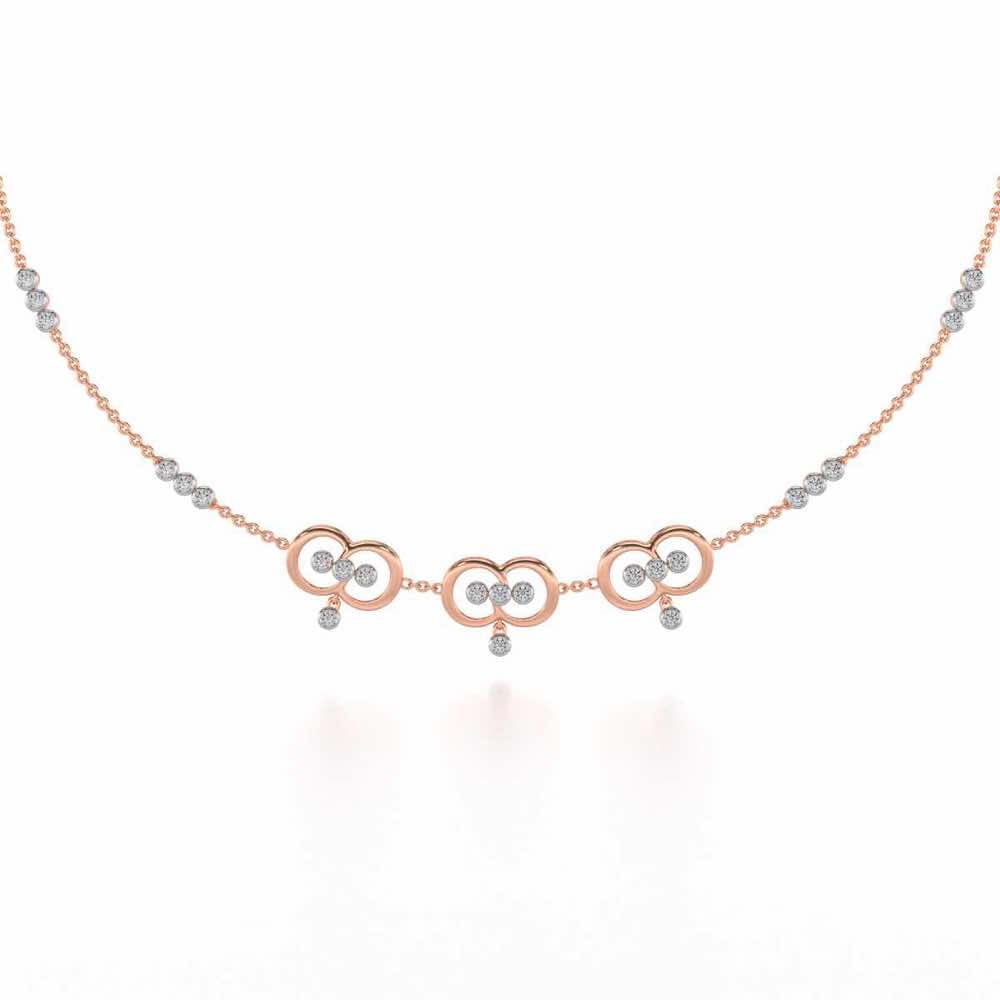 Two-Ring Silver Necklace - Rose Gold - Image 2