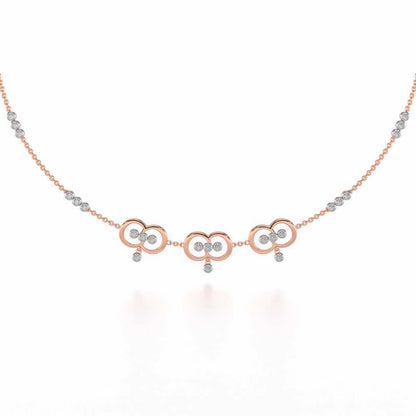 Two-Ring Silver Necklace - Rose Gold - Image 2