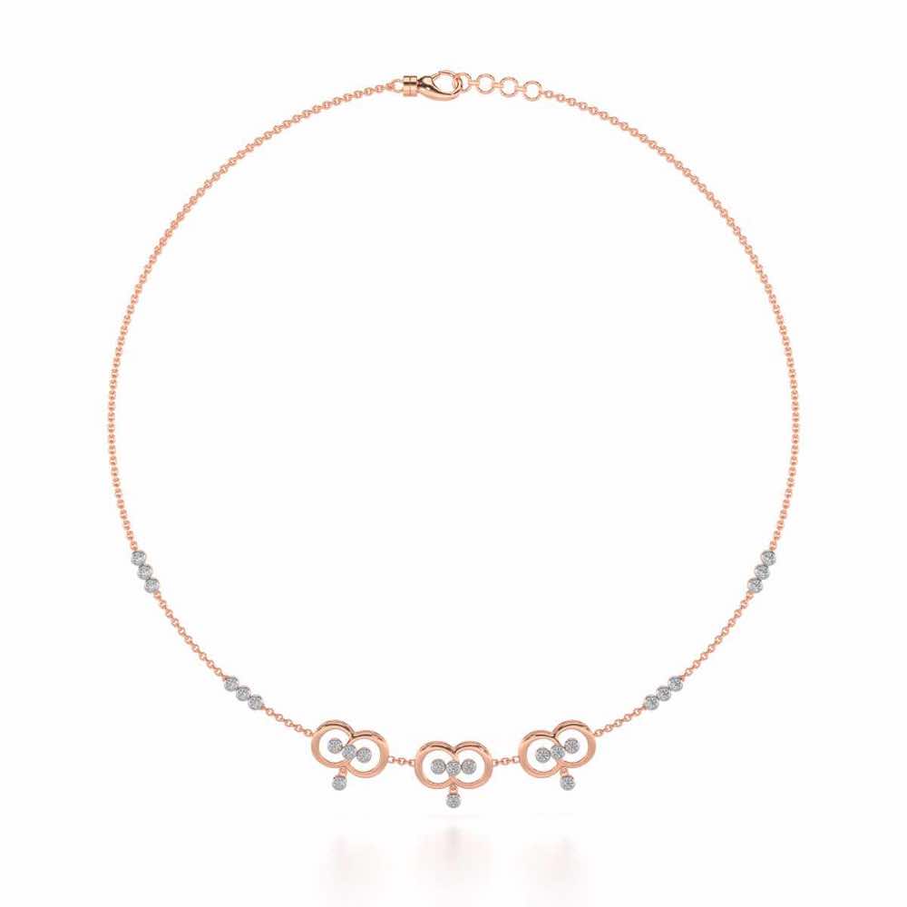 Two-Ring Silver Necklace - Rose Gold - Image 3
