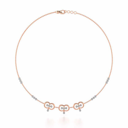 Two-Ring Silver Necklace - Rose Gold - Image 3