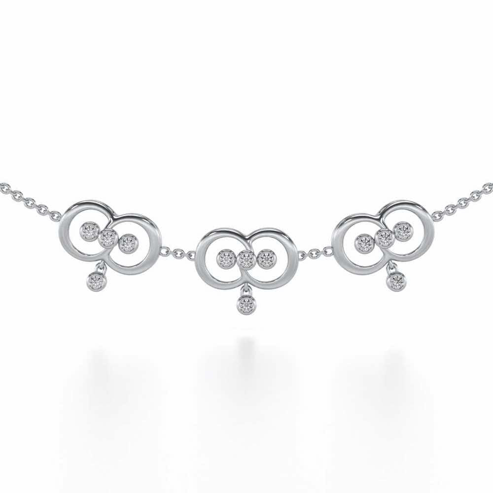 Two-Ring Silver Necklace - White Gold - Image 1