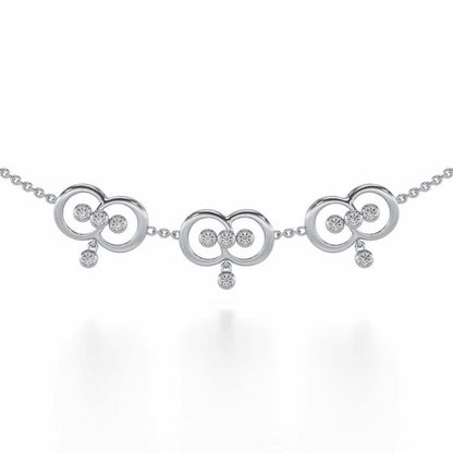 Two-Ring Silver Necklace - White Gold - Image 1