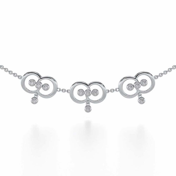 Two-Ring Silver Necklace - White Gold - Image 1