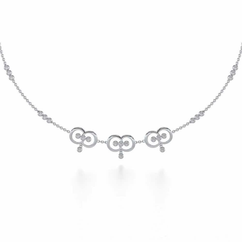 Two-Ring Silver Necklace - White Gold - Image 2