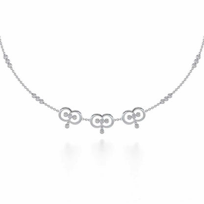 Two-Ring Silver Necklace - White Gold - Image 2