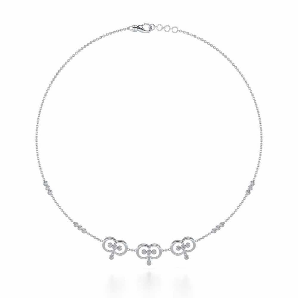 Two-Ring Silver Necklace - White Gold - Image 3