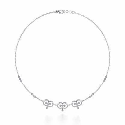 Two-Ring Silver Necklace - White Gold - Image 3