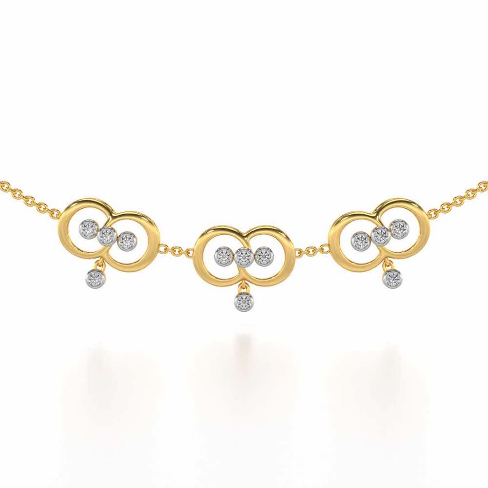 Two-Ring Silver Necklace - Yellow Gold - Image 1