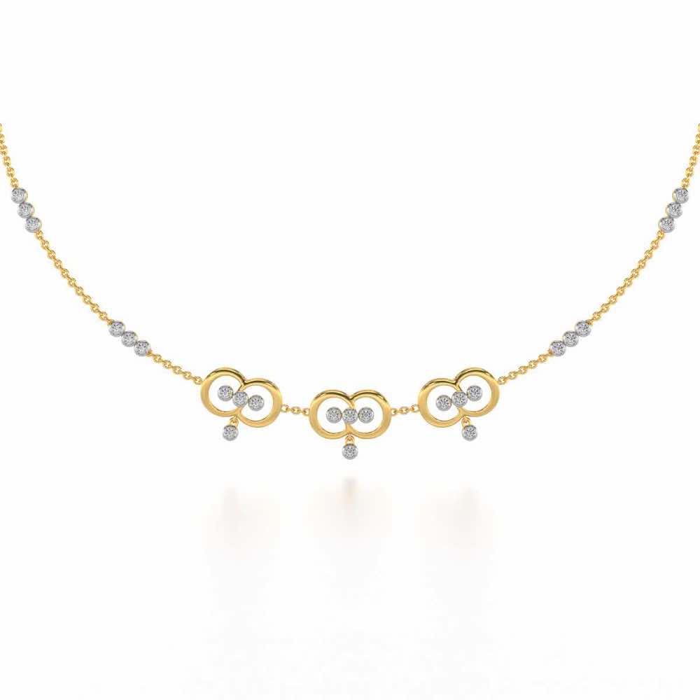Two-Ring Silver Necklace - Yellow Gold - Image 2