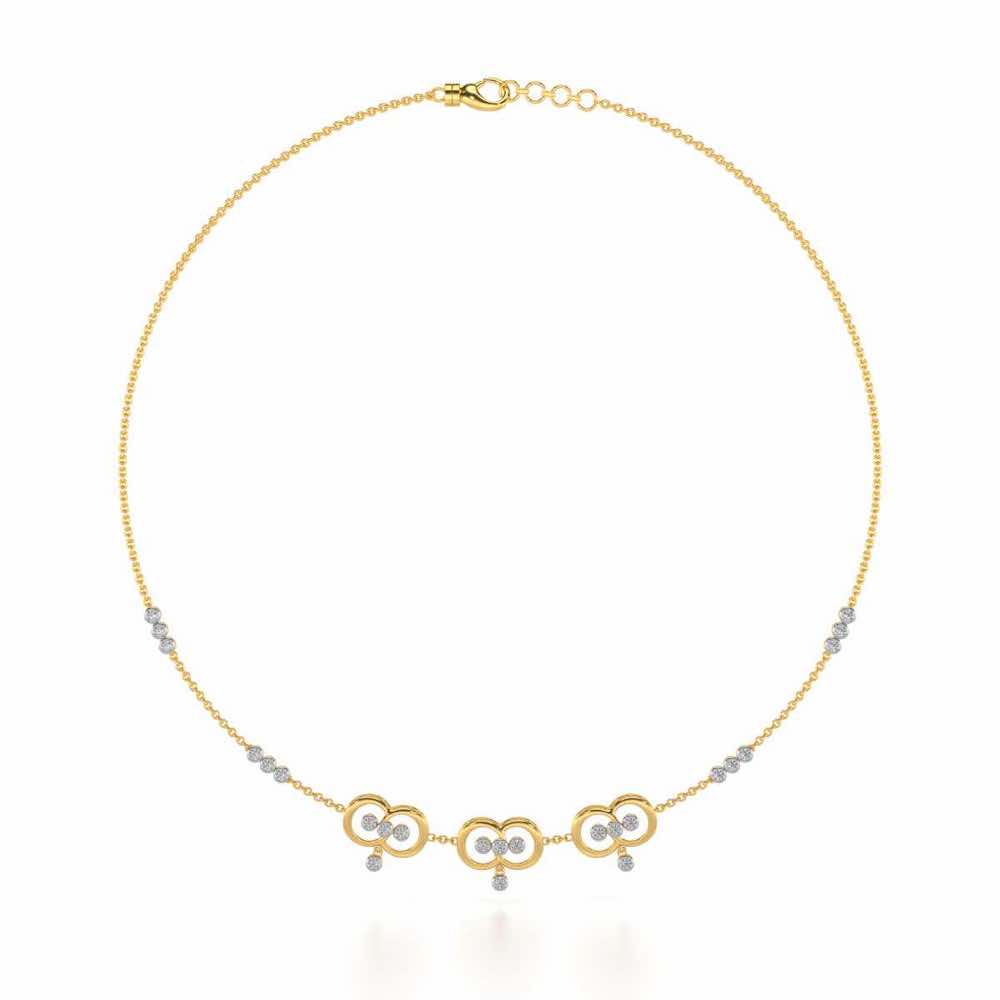 Two-Ring Silver Necklace - Yellow Gold - Image 3