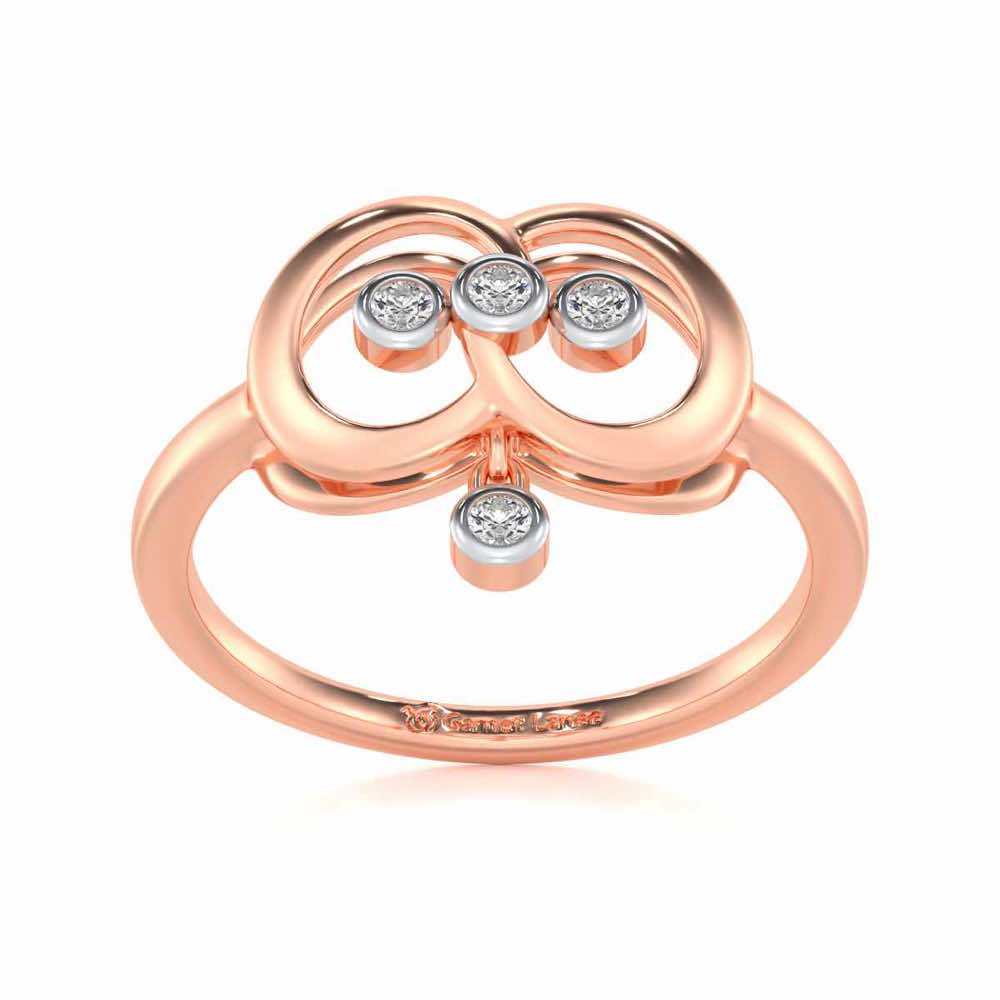 Two-Ring Silver Ring - Rose Gold - Image 2
