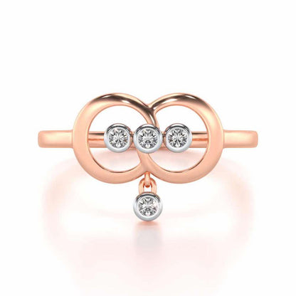 Two-Ring Silver Ring - Rose Gold - Image 5