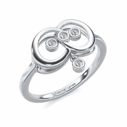 Two-Ring Silver Ring - White Gold - Image 1