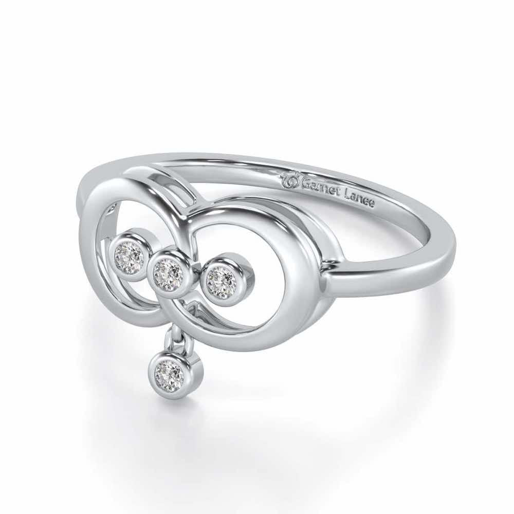 Two-Ring Silver Ring - White Gold - Image 3