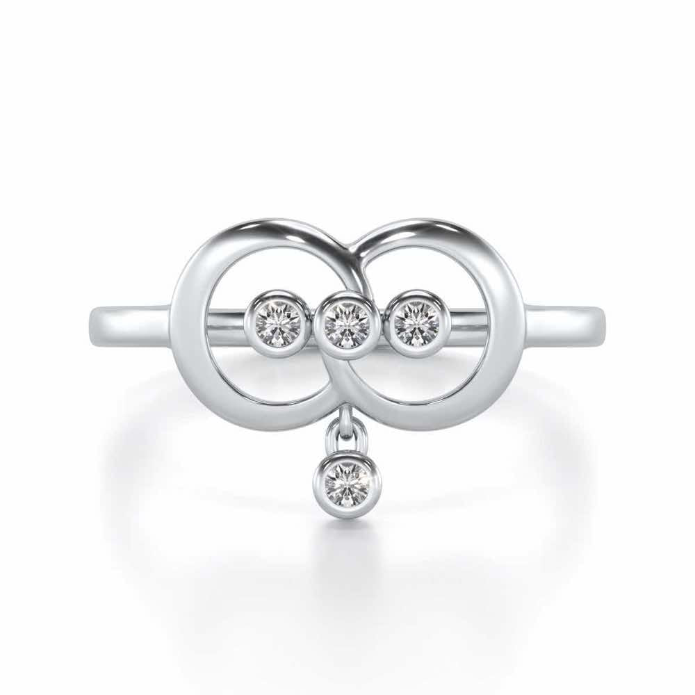 Two-Ring Silver Ring - White Gold - Image 5