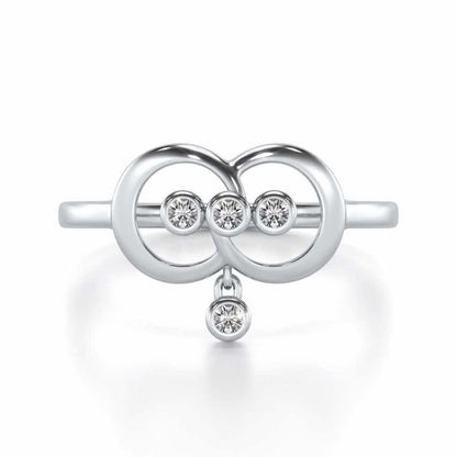 Two-Ring Silver Ring - White Gold - Image 5