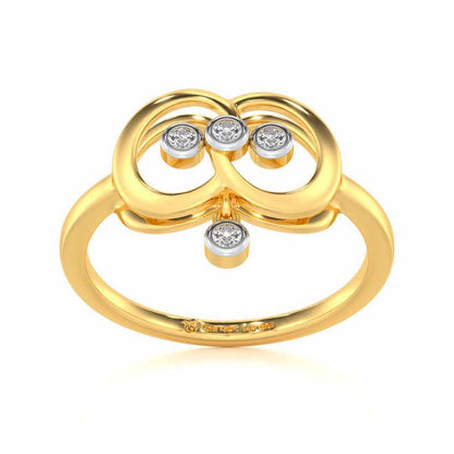 Two-Ring Silver Ring - Yellow Gold - Image 2