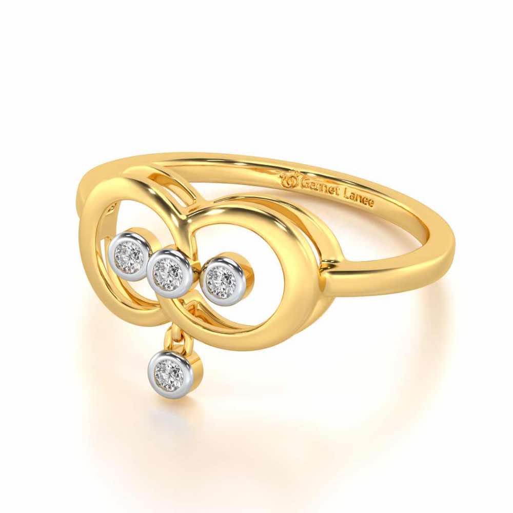 Two-Ring Silver Ring - Yellow Gold - Image 3