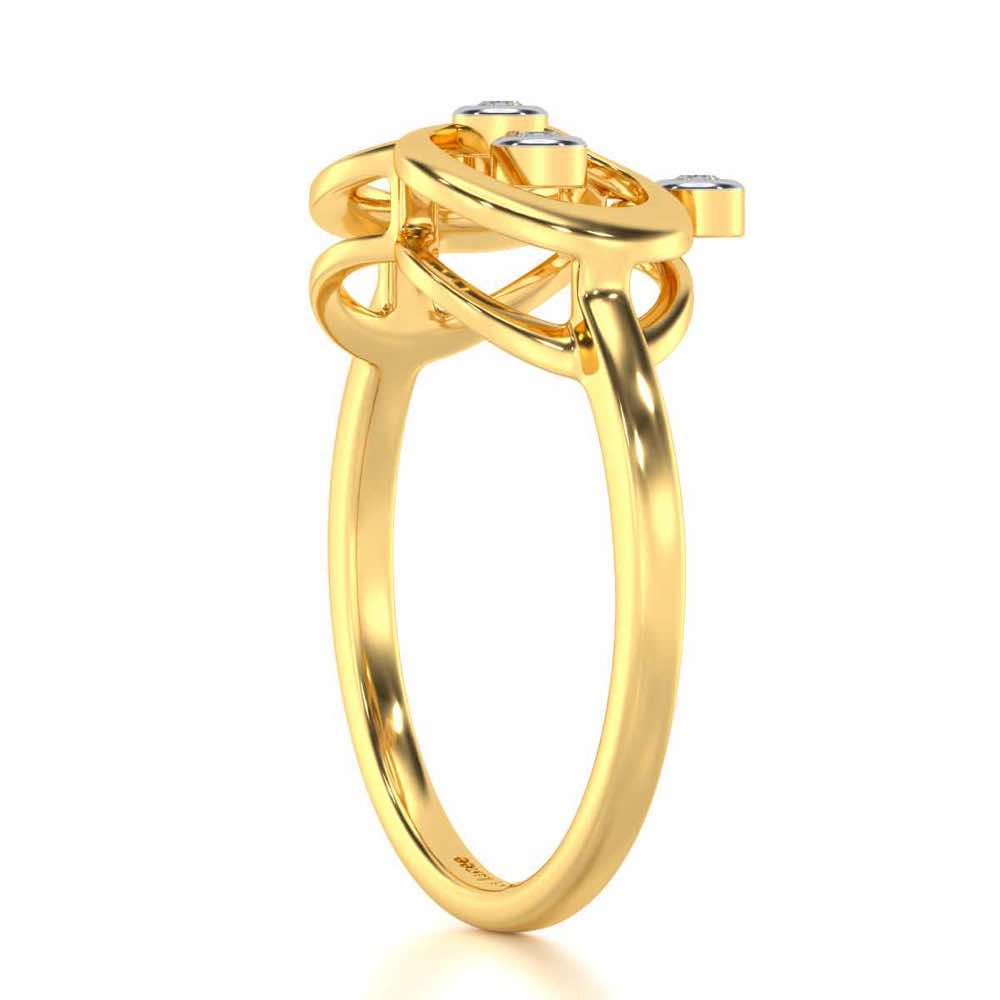 Two-Ring Silver Ring - Yellow Gold - Image 4