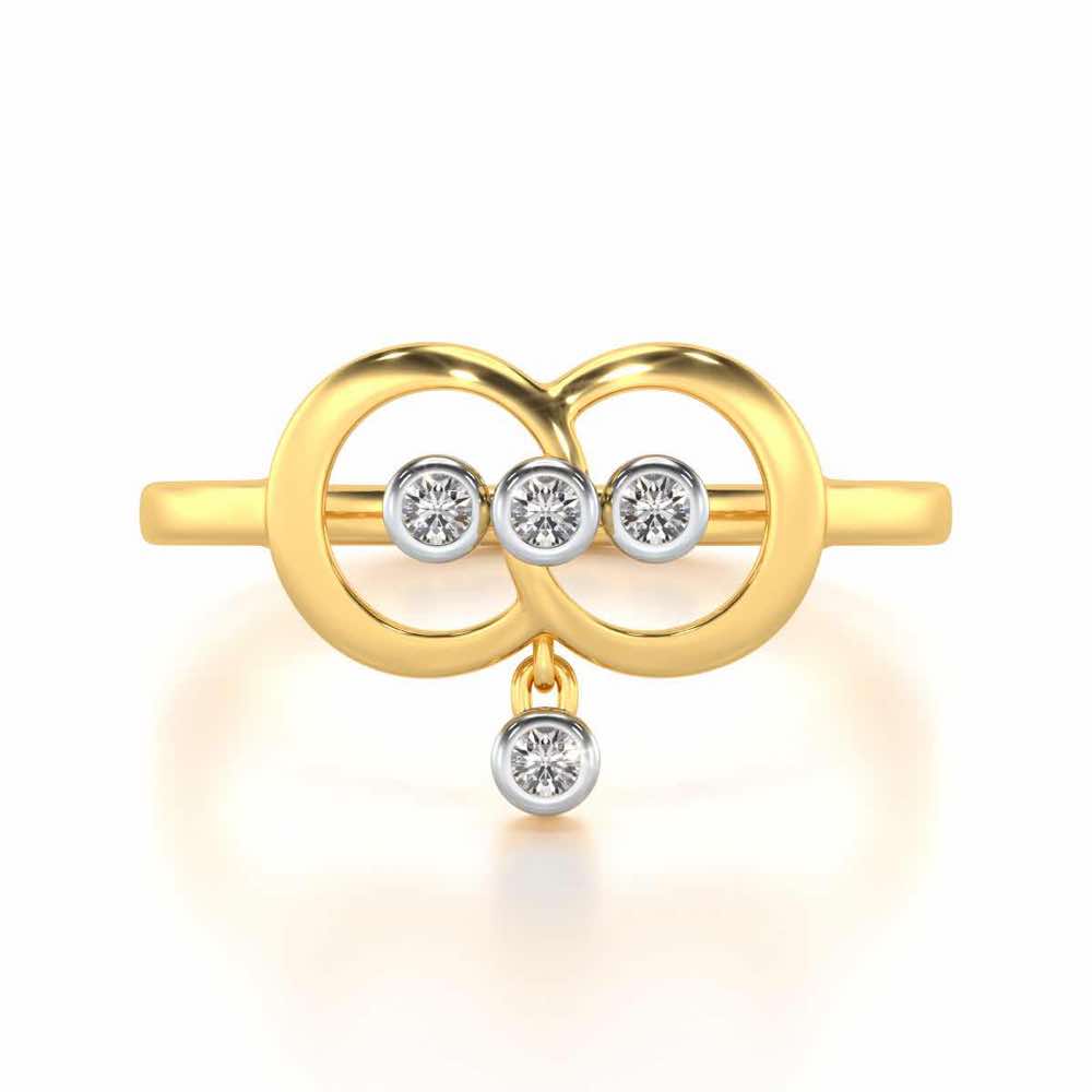 Two-Ring Silver Ring - Yellow Gold - Image 5