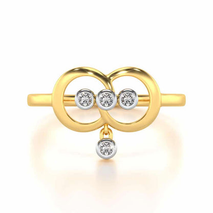 Two-Ring Silver Ring - Yellow Gold - Image 5