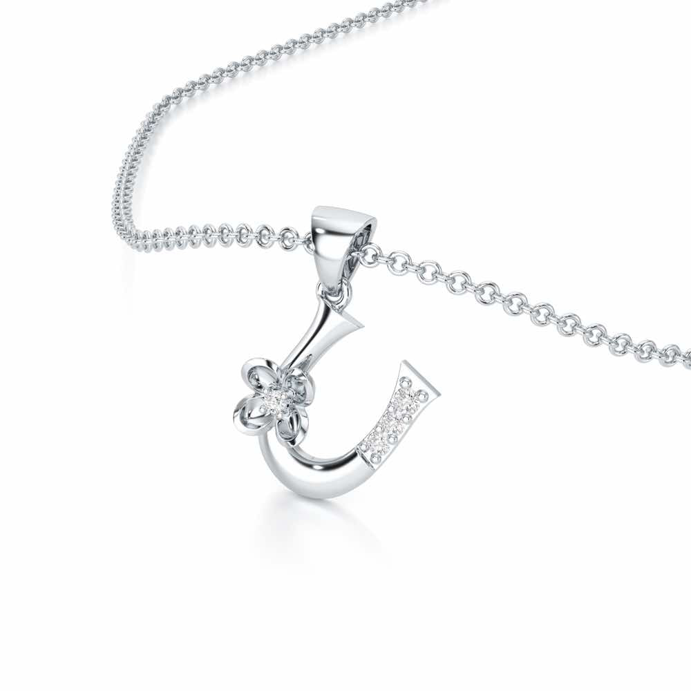 U-Glint Silver Pendant - White Gold - Image 2