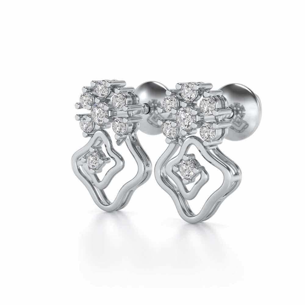 Uncanny Twirl Silver Earrings - White Gold - Image 3