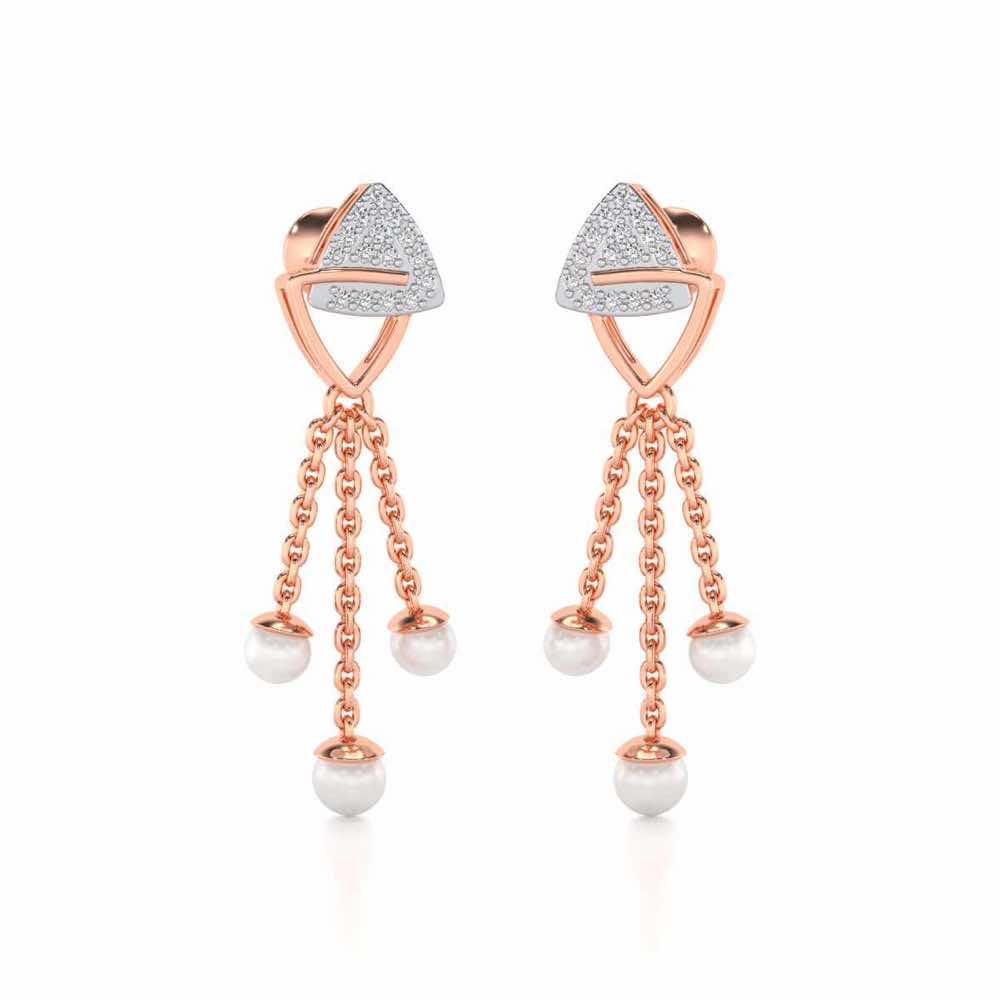 Unite Silver Dangler Earrings - Rose Gold - Image 2