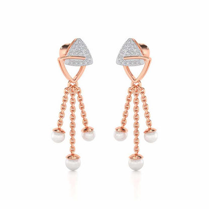 Unite Silver Dangler Earrings - Rose Gold - Image 2