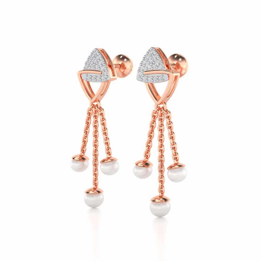 Unite Silver Dangler Earrings - Rose Gold - Image 3