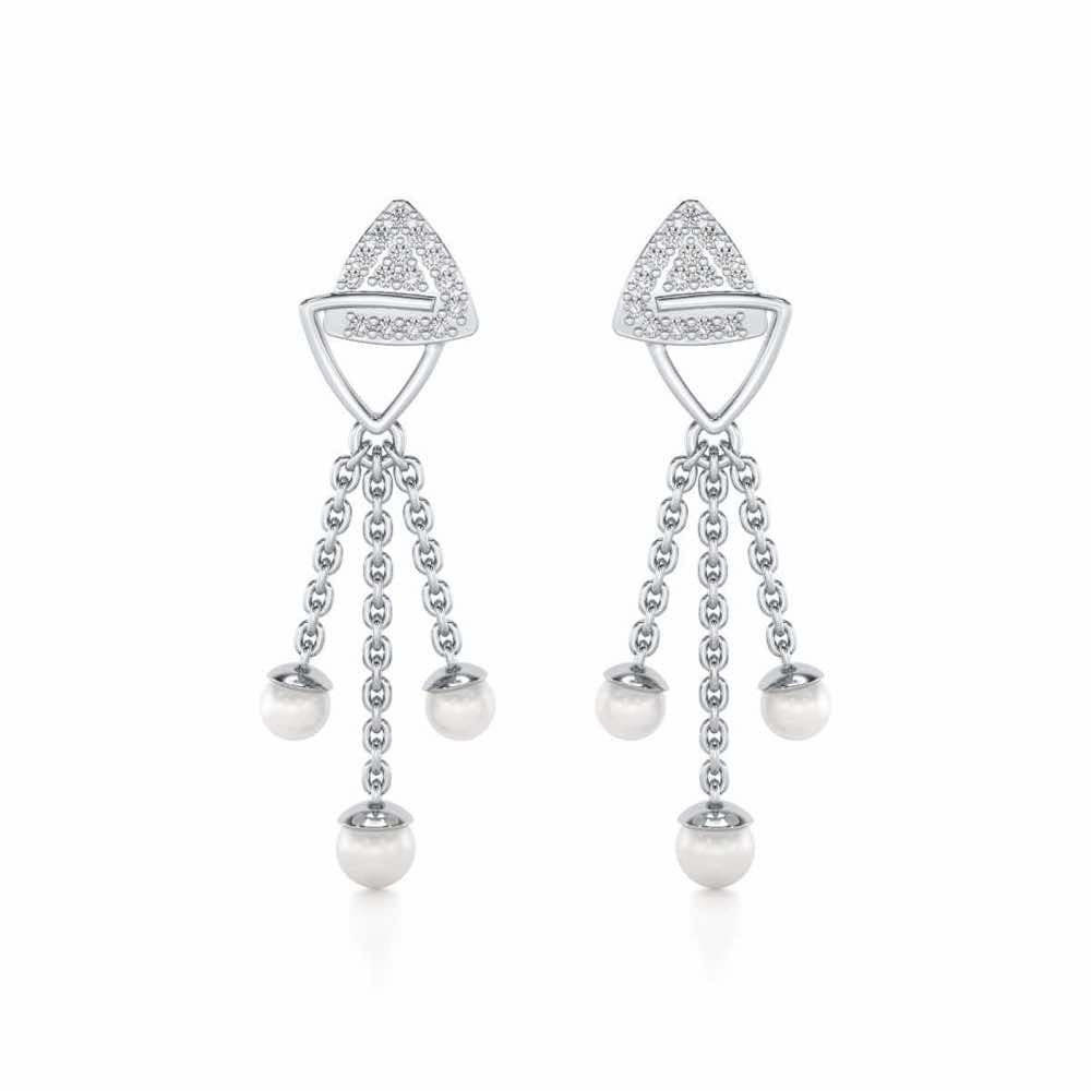 Unite Silver Dangler Earrings - White Gold - Image 1