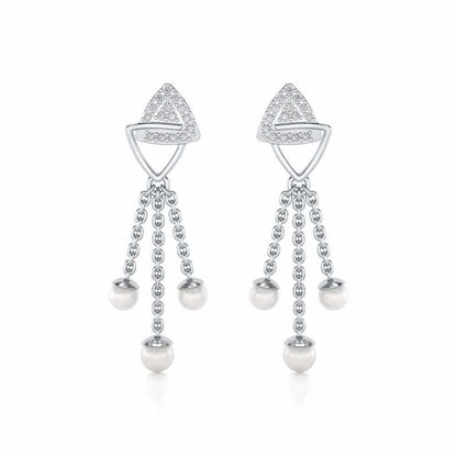 Unite Silver Dangler Earrings - White Gold - Image 1