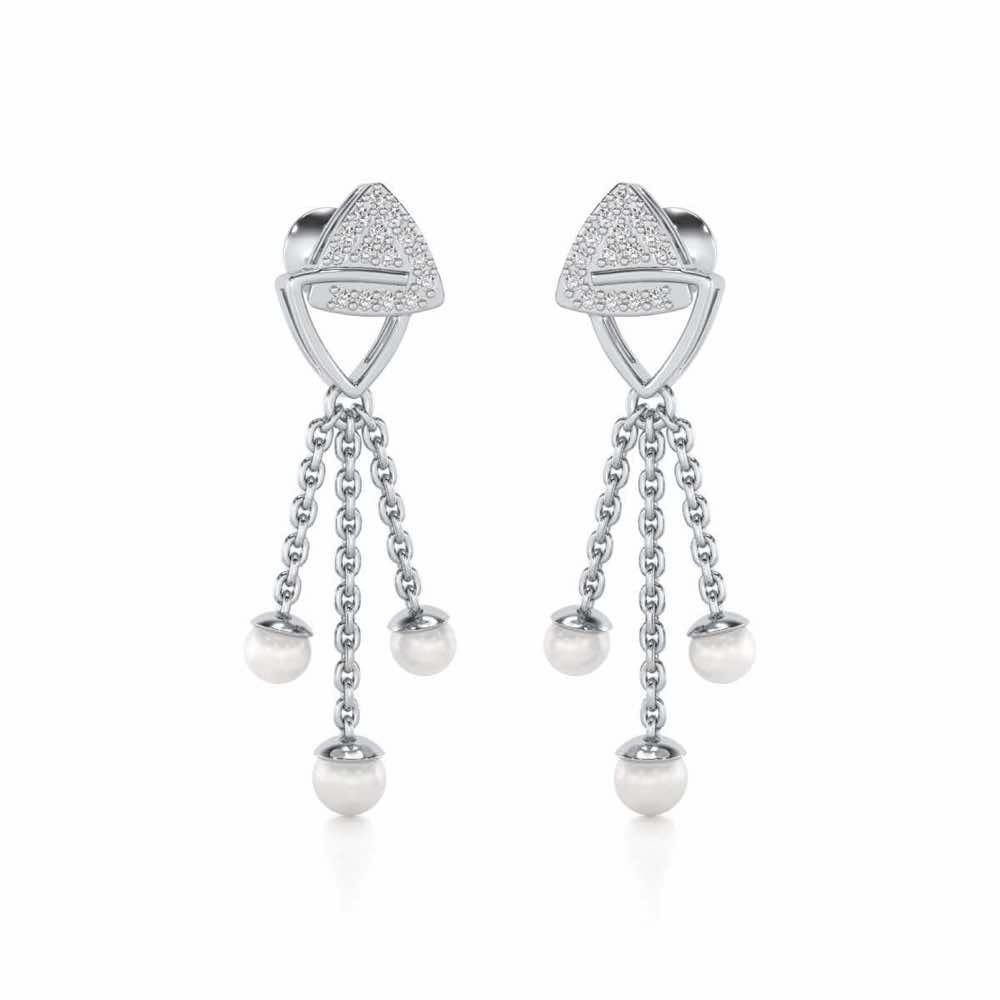 Unite Silver Dangler Earrings - White Gold - Image 2