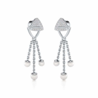 Unite Silver Dangler Earrings - White Gold - Image 2