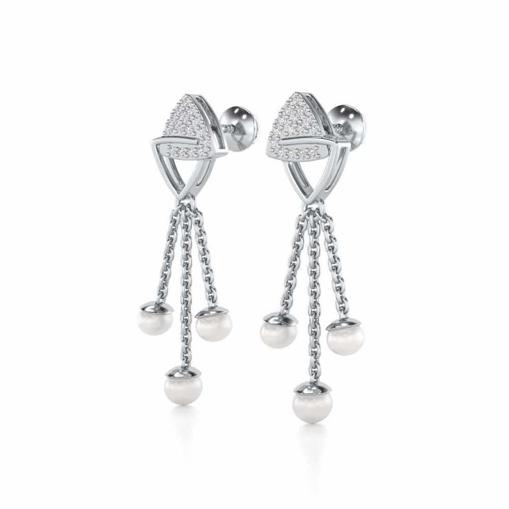 Unite Silver Dangler Earrings - White Gold - Image 3