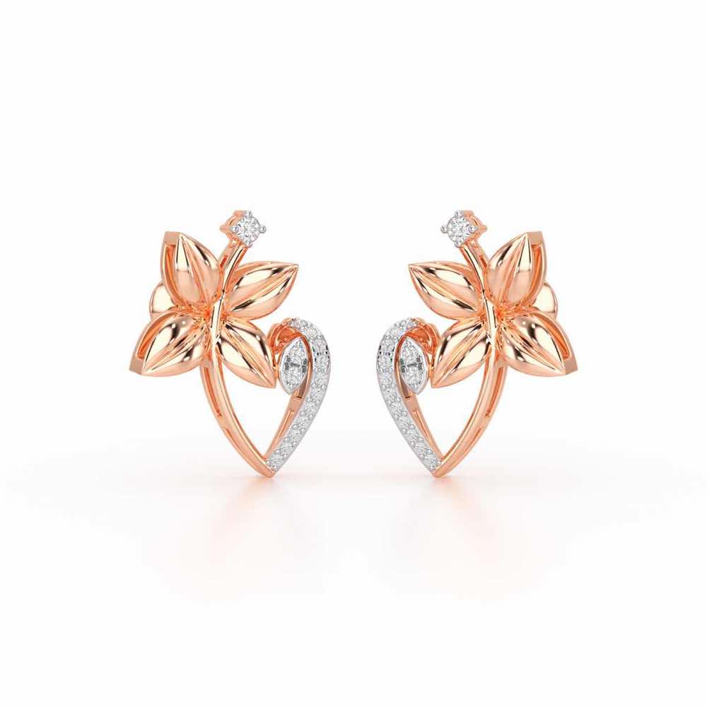 Unity Glow Silver Stud Earrings - Rose Gold - Image 2