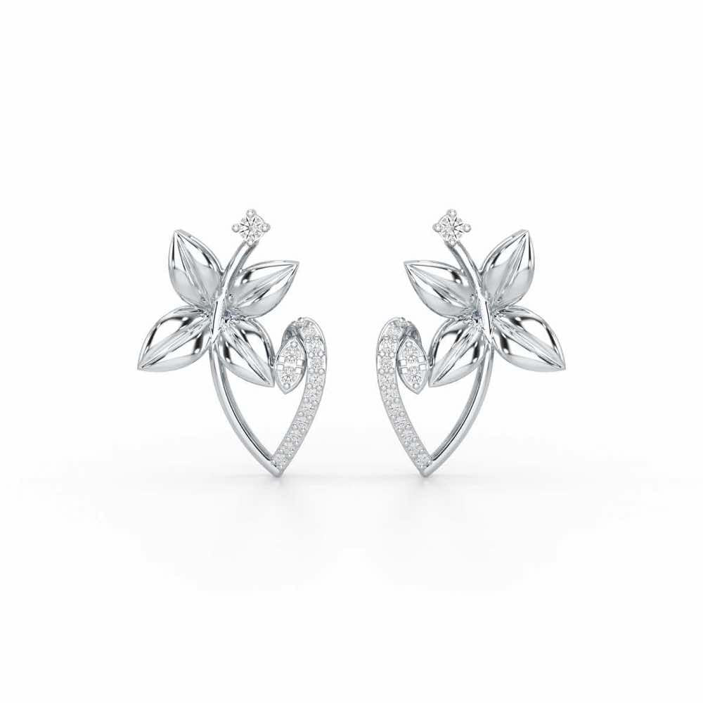 Unity Glow Silver Stud Earrings - White Gold - Image 1