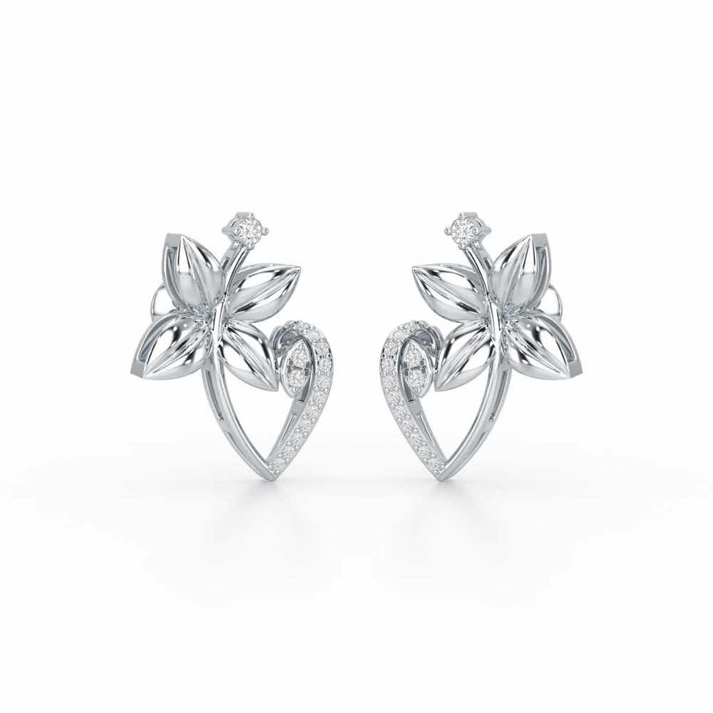 Unity Glow Silver Stud Earrings - White Gold - Image 2
