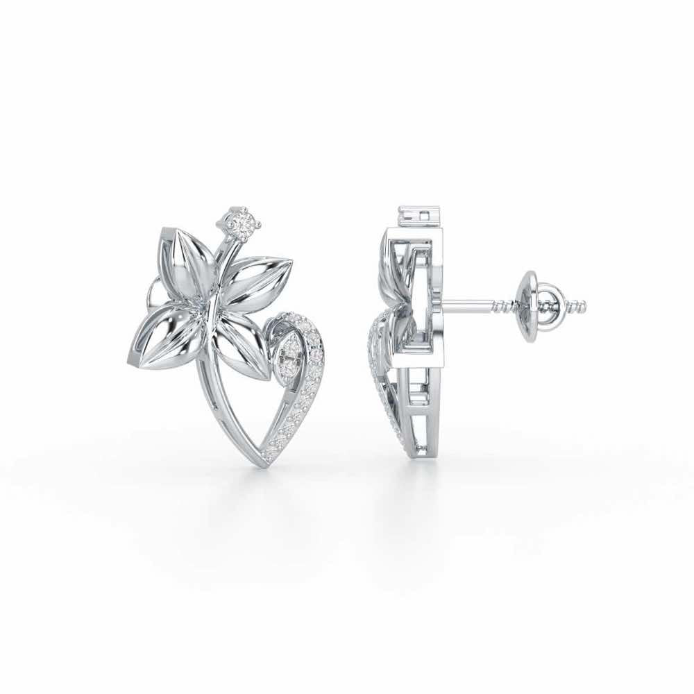 Unity Glow Silver Stud Earrings - White Gold - Image 4