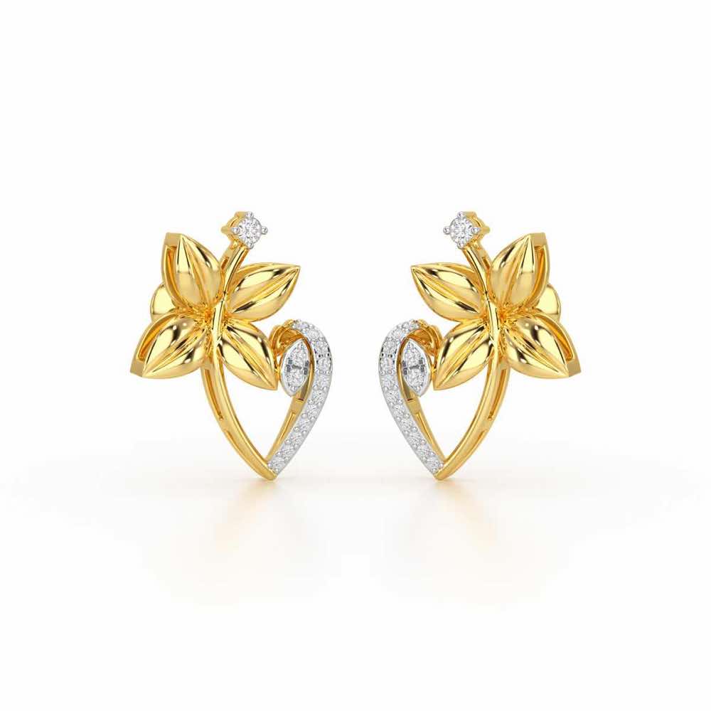 Unity Glow Silver Stud Earrings - Yellow Gold - Image 2