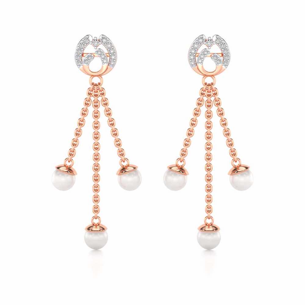 Universe Silver Dangler Earrings - Rose Gold - Image 1