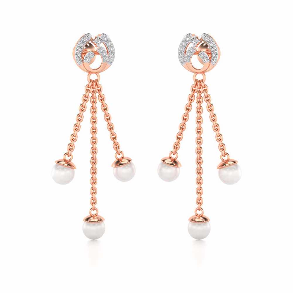 Universe Silver Dangler Earrings - Rose Gold - Image 2