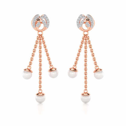 Universe Silver Dangler Earrings - Rose Gold - Image 2